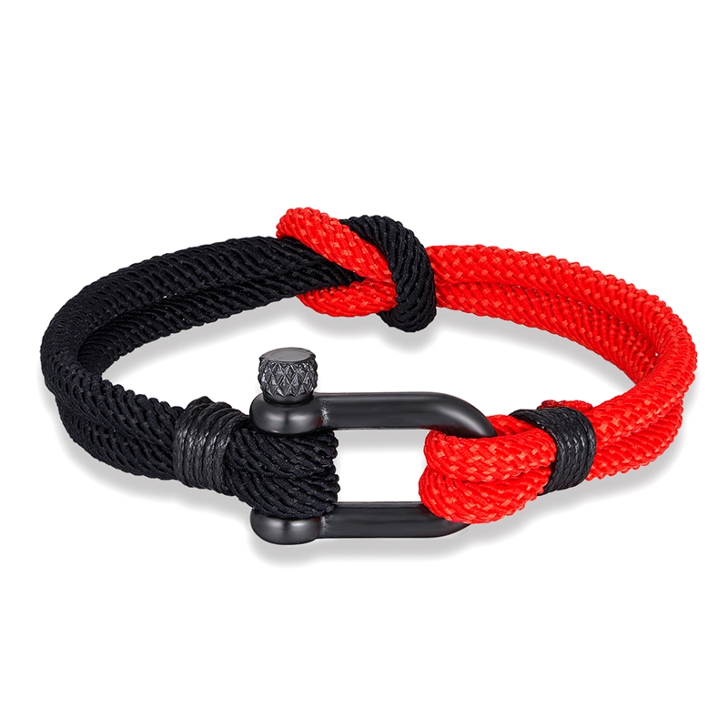 Bracelet Paracorde Noir Et Rouge
